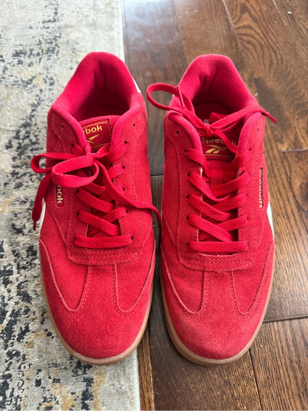 Reebok Red Suede Low-Top Sneakers